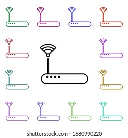 Icono de estilo multicolor de módem. Línea delgada simple, contorno vectorial de iconos de tecnología para ui y ux, sitio web o aplicación móvil