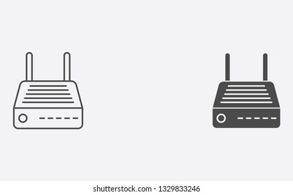 Modem outline and filled vector icon sign symbol