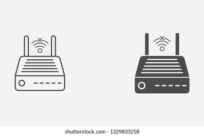 Modem outline and filled vector icon sign symbol