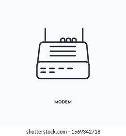 Modem outline icon. Simple linear element illustration. Isolated line Modem icon on white background. Thin stroke sign can be used for web, mobile and UI.