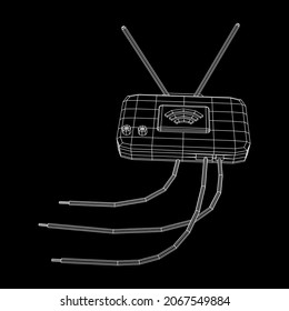 Modem Router with the antenna high speed wireless wifi internet. Wireframe low poly mesh vector illustration.