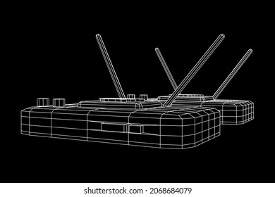 Modem Router with the antenna high speed wireless wifi internet. Wireframe low poly mesh vector illustration.