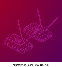 Modem Router with the antenna high speed wireless wifi internet. Wireframe low poly mesh vector illustration.