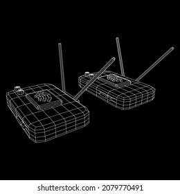 Modem Router with the antenna high speed wireless wifi internet. Wireframe low poly mesh vector illustration.