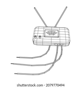 Modem Router with the antenna high speed wireless wifi internet. Wireframe low poly mesh vector illustration.