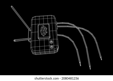 Modem Router with the antenna high speed wireless wifi internet. Wireframe low poly mesh vector illustration.