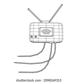 Modem Router With The Antenna High Speed Wireless Wifi Internet. Wireframe Low Poly Mesh Vector Illustration.