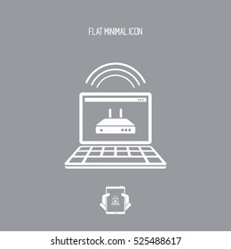 Modem setting on laptop - Flat minimal icon