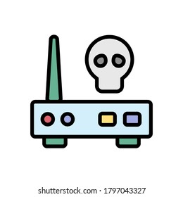 Modem-Schädel-Cyber-Symbol. Einfache Farbe mit umrissenen Vektorelementen für Hacks-Symbole für i und ux, Website oder mobile Anwendungen