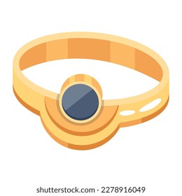 Icono plano estilo módem de un anillo de oro 