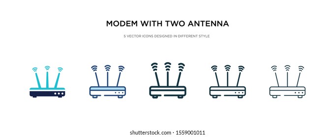 modem with two antenna icon in different style vector illustration. two colored and black modem with two antenna vector icons designed in filled, outline, line and stroke style can be used for web,