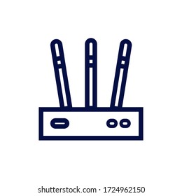 Modem with two antenna icon. Thin linear modem with two antenna outline icon isolated on white background from hardware collection. Line vector sign, symbol for web and mobile