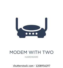 Modem with Two Antenna icon. Trendy flat vector Modem with Two Antenna icon on white background from hardware collection, vector illustration can be use for web and mobile, eps10