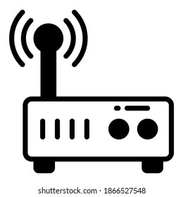 icono de glifo vector de módem, icono de escuela y educación