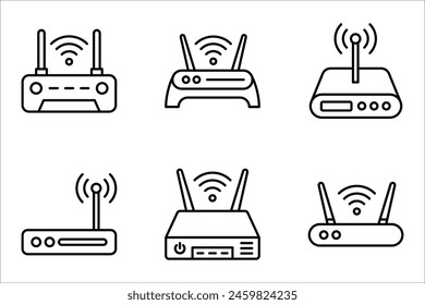 Conjunto de iconos de Vector de módem, símbolo de enrutador wifi. Ilustración vectorial sobre fondo blanco