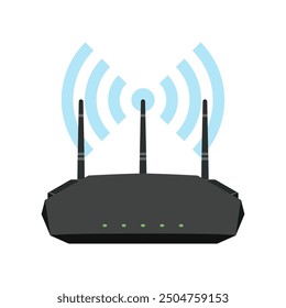 Modem Wi-Fi Router Icon Vector - Wireless Internet Router Symbol and Signal Illustration