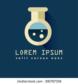 Moden flat flask logo or symbol icon. Can be used for sign laboratory, chemical, medical test, biotechnology, chemical courses or school
