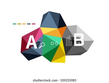 Moden low poly infographics template with A B C letters