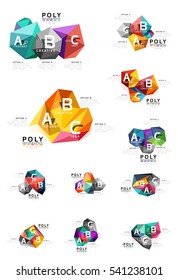 Moden low poly infographics template with A B C letters