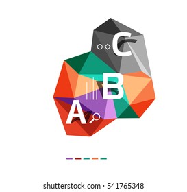 Moden low poly infographics template with A B C letters