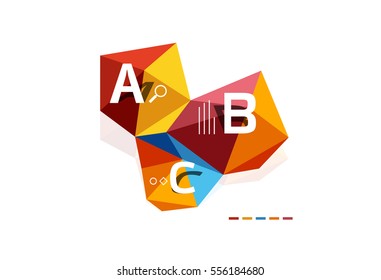 Moden low poly infographics template with A B C letters