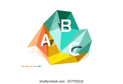 Moden low poly infographics template with A B C letters