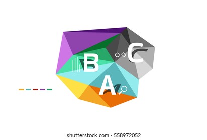 Moden low poly infographics template with A B C letters