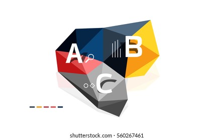 Moden low poly infographics template with A B C letters