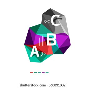Moden low poly infographics template with A B C letters