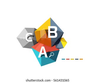 Moden low poly infographics template with A B C letters