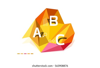 Moden low poly infographics template with A B C letters