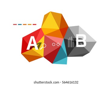 Moden low poly infographics template with A B C letters
