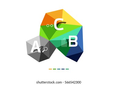 Modern Sie eine Low-Poly-Infografik-Vorlage mit A B C-Buchstaben