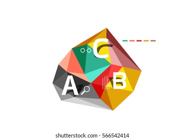 Moden low poly infographics template with A B C letters
