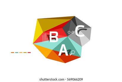 Moden low poly infographics template with A B C letters