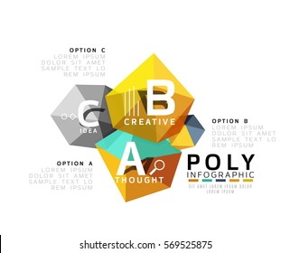 Plantilla de infografía de polos bajos con letras A B C
