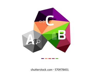 Modern Sie eine Low-Poly-Infografik-Vorlage mit A B C-Buchstaben