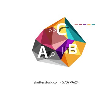 Moden low poly infographics template with A B C letters