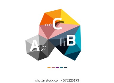 Moden low poly infographics template with A B C letters