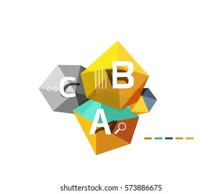 Modern Sie eine Low-Poly-Infografik-Vorlage mit A B C-Buchstaben