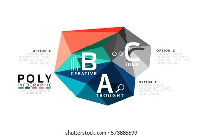 Modern Sie eine Low-Poly-Infografik-Vorlage mit A B C-Buchstaben