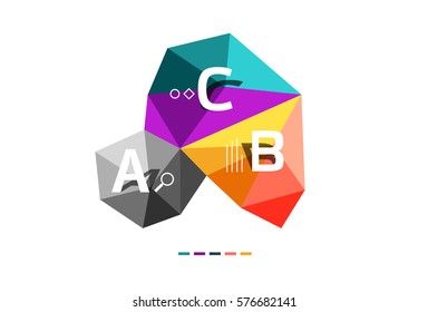 Moden low poly infographics template with A B C letters