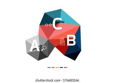 Modern Sie eine Low-Poly-Infografik-Vorlage mit A B C-Buchstaben