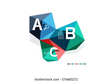 Moden low poly infographics template with A B C letters