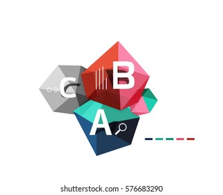 Moden low poly infographics template with A B C letters