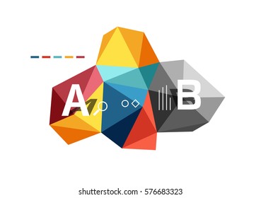 Moden low poly infographics template with A B C letters