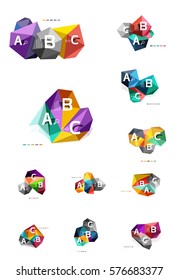 Moden low poly infographics template with A B C letters
