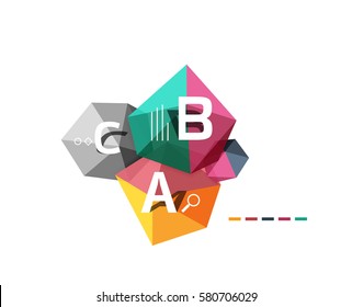 Modern Sie eine Low-Poly-Infografik-Vorlage mit A B C-Buchstaben