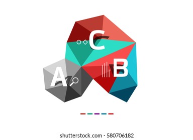 Moden low poly infographics template with A B C letters