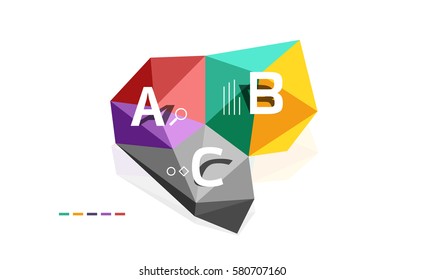 Moden low poly infographics template with A B C letters